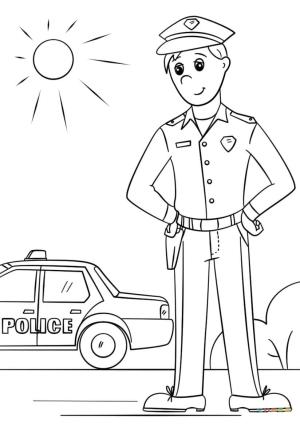 Polis boyama sayfası,  coloring page, Polis Güleryüzlü, 