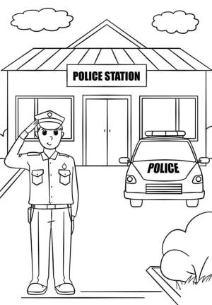 Polis boyama sayfası,  coloring page, Polis Merkezi, 