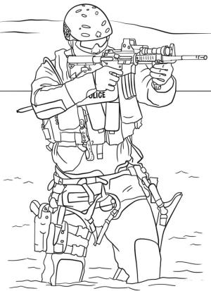 Polis boyama sayfası,  coloring page, SWAT Polisi, 