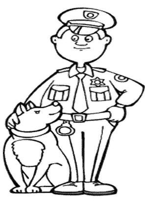 Polis boyama sayfası,  coloring page, Polis ve Köpek, 