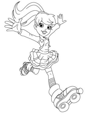 Polly Pocket boyama sayfası,  coloring page, Polly’nin en sevdiği hobisi paten kaymak., 