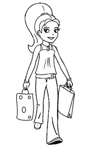 Polly Pocket boyama sayfası,  coloring page, Alışveriş moda tutkunu Polly., 