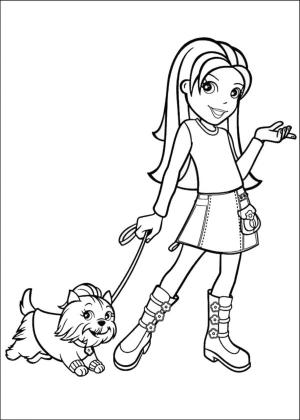 Polly Pocket boyama sayfası,  coloring page, Sevgili köpeğinle yürü., 