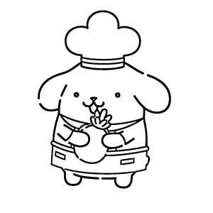 Pompompurin boyama sayfası,  coloring page, Şef Pompompurin’i çizin, 