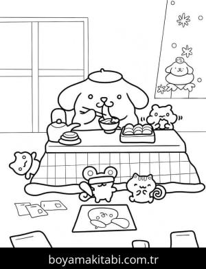 Pompompurin boyama sayfası – sanatsal çalışma, çocuklar için