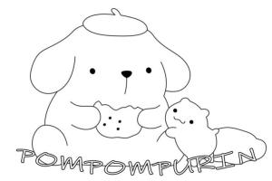 Pompompurin boyama sayfası,  coloring page, Pompompurin bedava kurabiye yiyor, 