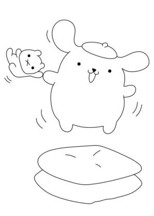 Pompompurin boyama sayfası,  coloring page, Pompompurin yastıkların üzerine atlıyor, 