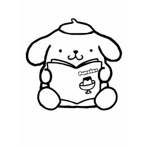 Pompompurin boyama sayfası,  coloring page, Pompompurin kitap okuyor, 