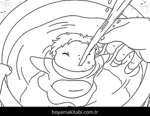 Ponyo boyama sayfası – el becerilerini geliştirir, boyama çalışması