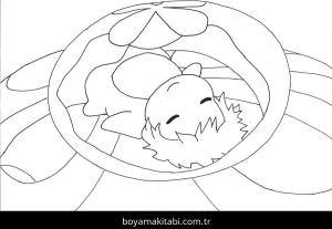 Ponyo boyama sayfası – okul öncesi, evde etkinlik