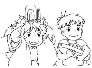 Ponyo boyama sayfası,  coloring page, Ponyo ve Sosuke’yi çizin, 