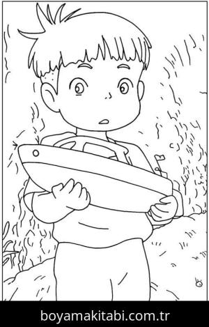 Ponyo boyama sayfası – eğlenceli etkinlik, el becerilerini geliştirir