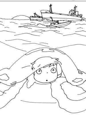 Ponyo boyama sayfası,  coloring page, Meraklı Ponyo’yu çiz, 