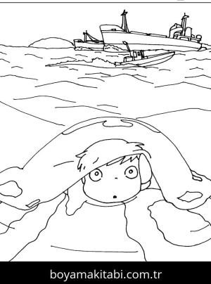 Ponyo boyama sayfası – ücretsiz yazdır, boyama etkinliği
