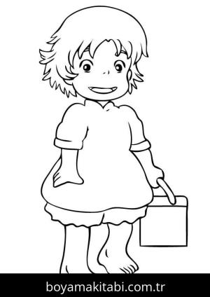 Ponyo boyama sayfası – sevimli karakter, sanatsal çalışma