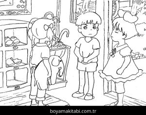 Ponyo boyama sayfası – renkli çizimler, okul öncesi