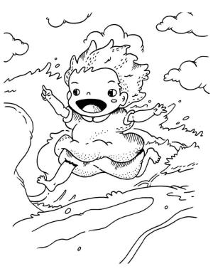 Ponyo boyama sayfası,  coloring page, Ponyo Koşarak çizim, 