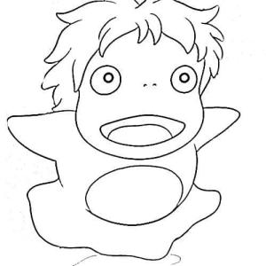 Ponyo boyama sayfası,  coloring page, Gülümseyen Ponyo çizin, 