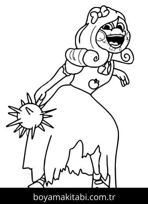 Poppy Playtime boyama sayfası – çizgi film temalı, basit çizim