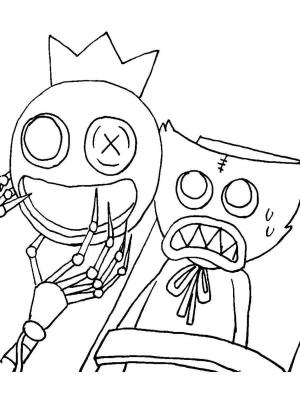 Poppy Playtime boyama sayfası,  coloring page, Huggy Wuggy ile Mavi Gökkuşağı Arkadaşı Çiz, 