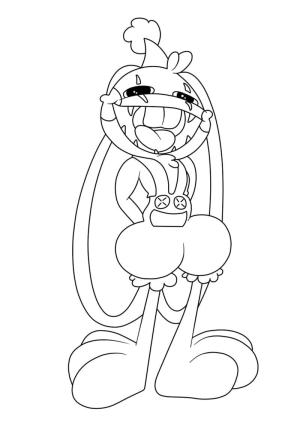 Poppy Playtime boyama sayfası,  coloring page, Ürkütücü Bunzo Tavşanı çiz, 