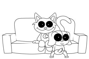 Poppy Playtime boyama sayfası,  coloring page, Kedi uykusu ve Köpek Günü, 