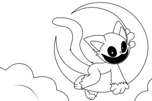 Poppy Playtime boyama sayfası,  coloring page, Catnap Gülümseyen Yaratıkları Çiz, 