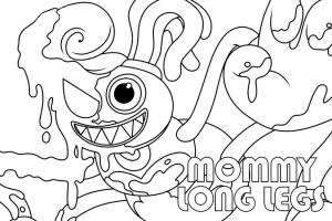 Poppy Playtime boyama sayfası,  coloring page, Tüyler ürpertici Uzun Bacaklar Annesini Çiz, 