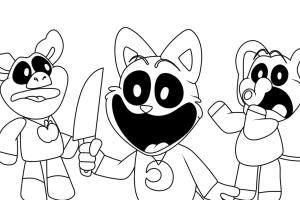 Poppy Playtime boyama sayfası,  coloring page, Ürkütücü Gülümseyen Yaratıklar Çiz, 