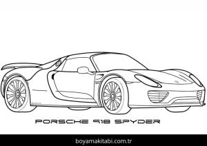 Porsche boyama sayfası – eğlenceli etkinlik, el becerilerini geliştirir