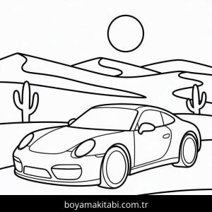 Porsche boyama sayfası – boyama etkinliği, çocuk aktivitesi