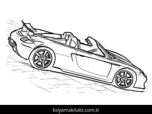 Porsche boyama sayfası – renkli çizimler, okul öncesi