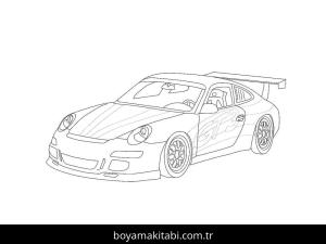 Porsche boyama sayfası – PDF indir, sevimli karakter