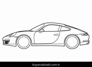 Porsche boyama sayfası – el becerilerini geliştirir, boyama çalışması