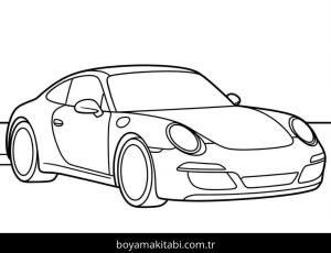 Porsche boyama sayfası – kolay boyama, eğitici aktivite