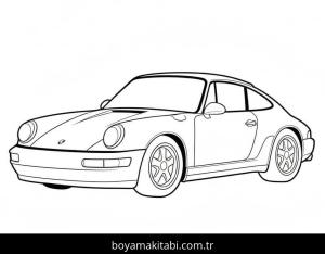 Porsche boyama sayfası – eğitici aktivite, yaratıcılık
