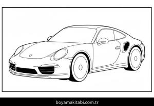 Porsche boyama sayfası – evde etkinlik, ücretsiz yazdır