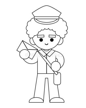 Postacı boyama sayfası,  coloring page, Gülümseyen çocuk Postacı, 