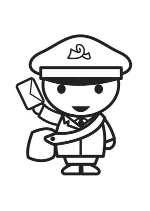 Postacı boyama sayfası,  coloring page, Chibi Postacı, 