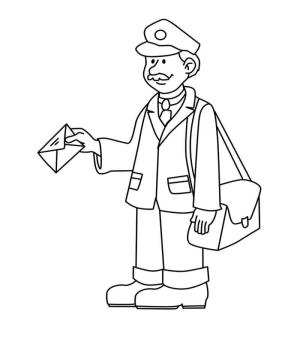 Postacı boyama sayfası,  coloring page, Bir Postacı, 