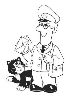 Postacı boyama sayfası,  coloring page, Postacı ve Kara Kedi, 