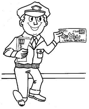 Postacı boyama sayfası,  coloring page, Polis Postacısı, 