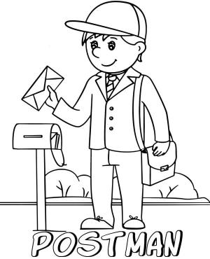 Postacı boyama sayfası,  coloring page, Postacı çocuk, 