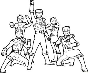 Power Rangers boyama sayfası,  coloring page, Takım Power Ranger Dino Şarjı, 