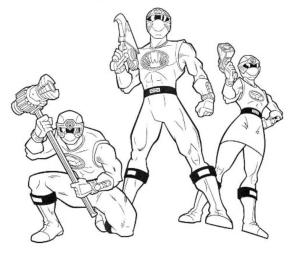 Power Rangers boyama sayfası,  coloring page, Üç Power Ranger Ranger Ninja Storm Silah Tutuyor, 