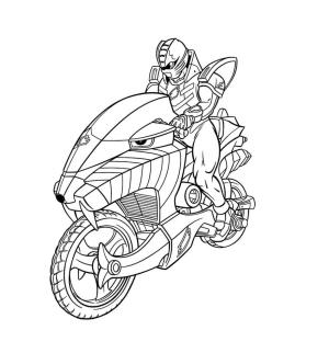 Power Rangers boyama sayfası,  coloring page, Kırmızı Rangers Motosiklet Sürüyor, 