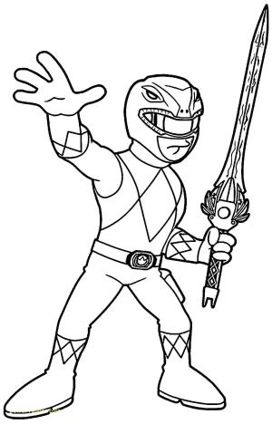 Power Rangers boyama sayfası,  coloring page, Chibi Korucu Tutarak Kılıç, 