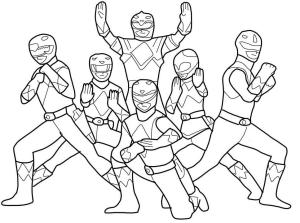 Power Rangers boyama sayfası,  coloring page, Altı Power Ranger Dövüşü, 