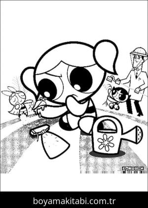 Powerpuff Girls boyama sayfası – çocuk aktivitesi, PDF indir