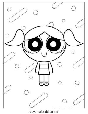 Powerpuff Girls boyama sayfası – çizgi film temalı, basit çizim